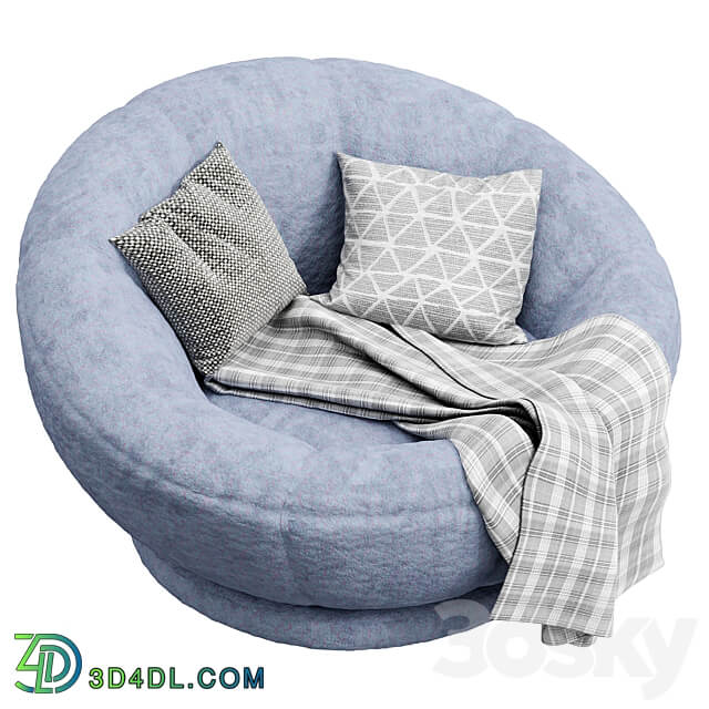 Cozy Sherpa Indigo Groovy Swivel Chair Arm chair 3D Models 3DSKY