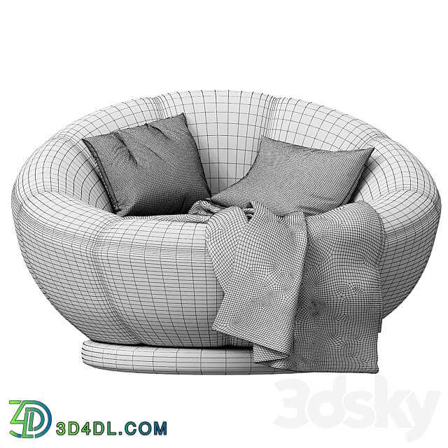 Cozy Sherpa Indigo Groovy Swivel Chair Arm chair 3D Models 3DSKY