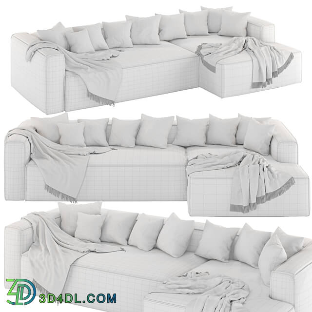 3 seater Blok sofa with right chaise longue 3D Models 3DSKY