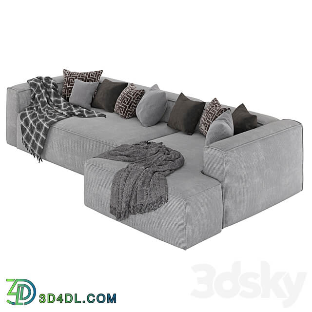 3 seater Blok sofa with right chaise longue 3D Models 3DSKY