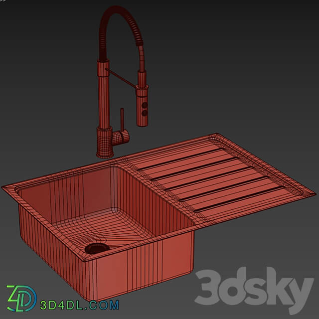 VATTUDALEN VATTUDALEN Single mortise sink with wing stainless steel69x47 cm 3D Models 3DSKY