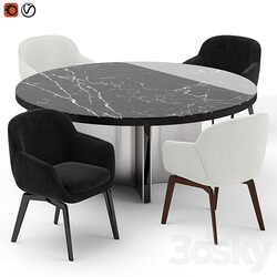 Minotti Belt chair and Marvin table Table Chair 3D Models 3DSKY 