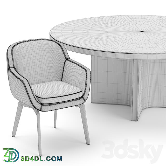 Minotti Belt chair and Marvin table Table Chair 3D Models 3DSKY