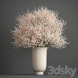Bouquet 201. Gypsophila Gibsolubka Kachim vase 3D Models 