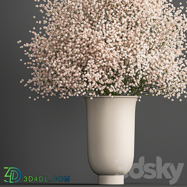 Bouquet 201. Gypsophila Gibsolubka Kachim vase 3D Models