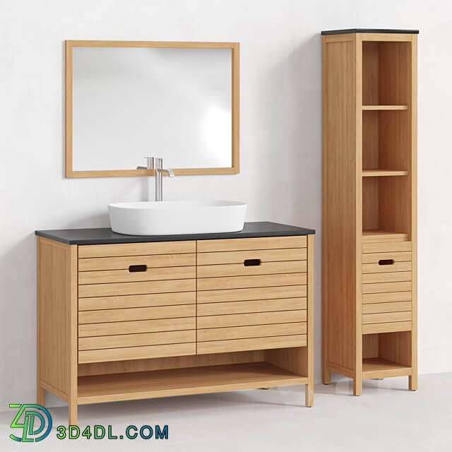 Bathroom furniture set by La Redoute Saturne Acacia 01 3D Models 3DSKY