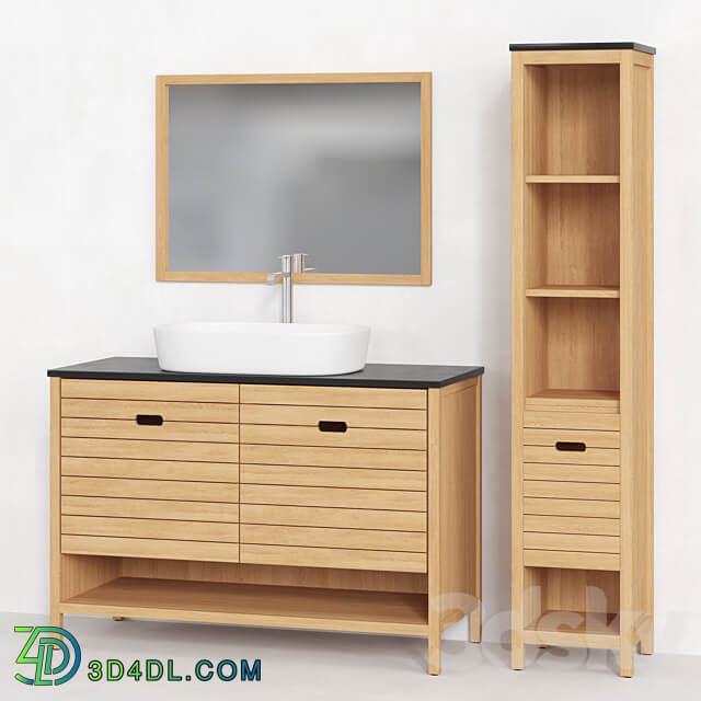Bathroom furniture set by La Redoute Saturne Acacia 01 3D Models 3DSKY