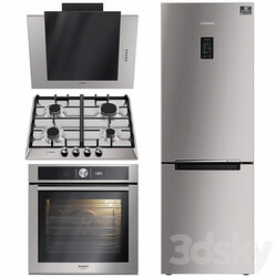 Kitchen appliances. Hood oven refrigerator hob. Samsung. Bosch. 3D Models 