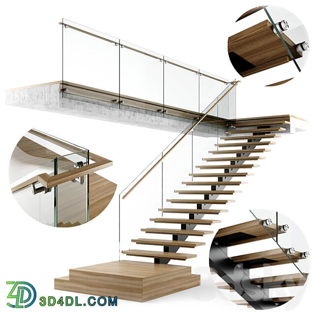 Modern interior stair 06 3D Models 3DSKY