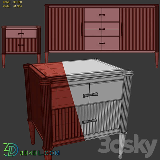 Chest of drawers and bedside tables Venice. Nightstand sideboard by Classico Italiano Sideboard Chest of drawer 3D Models 3DSKY
