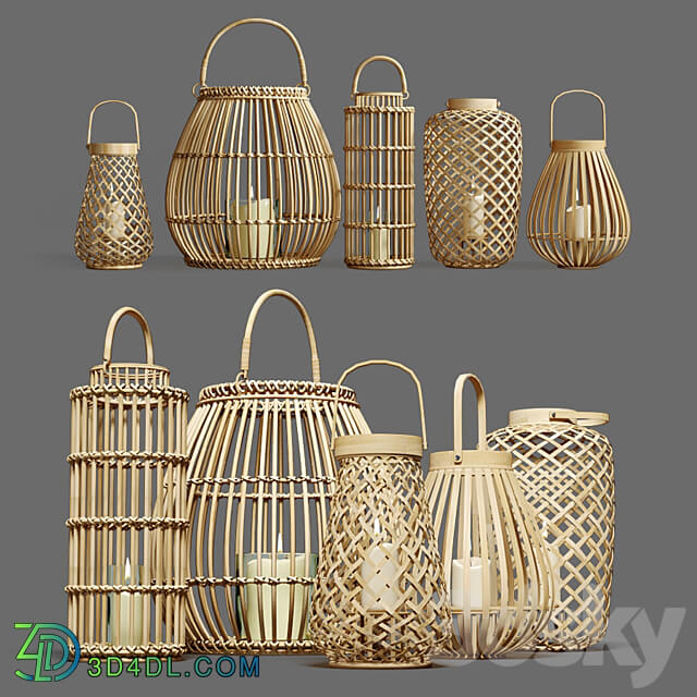 Decorative set of candlesticks lanterns 3D Models 3DSKY