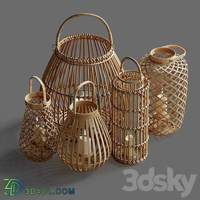 Decorative set of candlesticks lanterns 3D Models 3DSKY