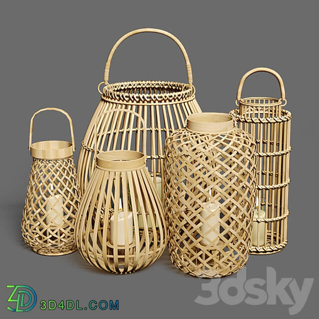 Decorative set of candlesticks lanterns 3D Models 3DSKY