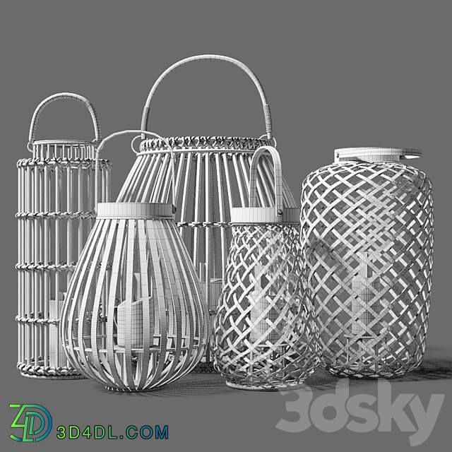 Decorative set of candlesticks lanterns 3D Models 3DSKY