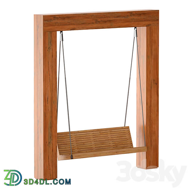 Wooden park swing made of light wood Urban environment 3D Models 3DSKY