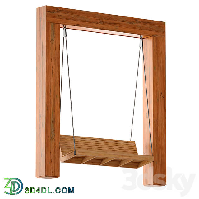 Wooden park swing made of light wood Urban environment 3D Models 3DSKY