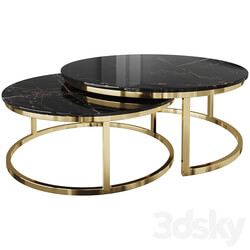 SET OF 2 COFFEE TABLES ARTIFICIAL MARBLE GOLD 3D Models 3DSKY 