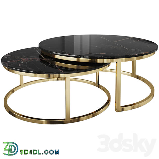 SET OF 2 COFFEE TABLES ARTIFICIAL MARBLE GOLD 3D Models 3DSKY