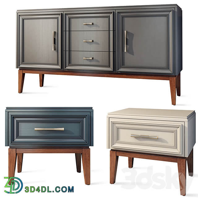 Chest of drawers and bedside table Sacramento Belfan. Nightstand sideboard Sideboard Chest of drawer 3D Models 3DSKY