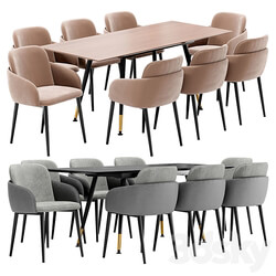 Freeman dining chair and Messi table Table Chair 3D Models 3DSKY 