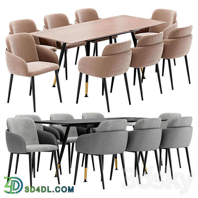 Freeman dining chair and Messi table Table Chair 3D Models 3DSKY