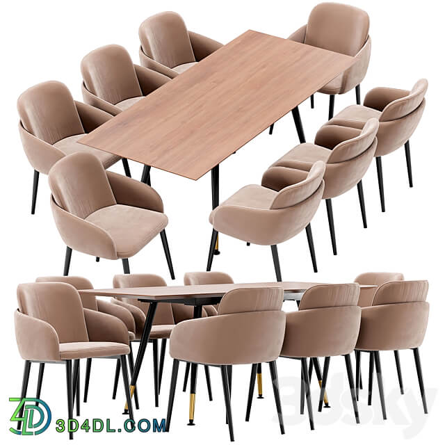Freeman dining chair and Messi table Table Chair 3D Models 3DSKY