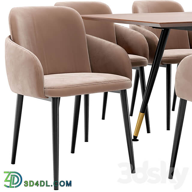 Freeman dining chair and Messi table Table Chair 3D Models 3DSKY