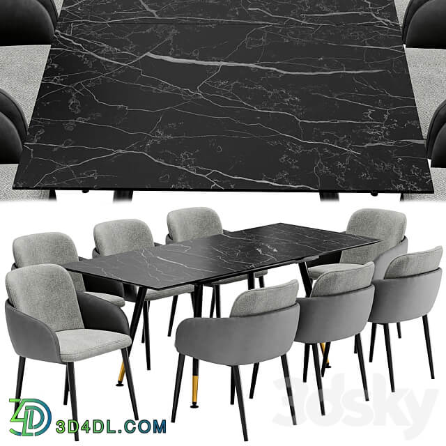 Freeman dining chair and Messi table Table Chair 3D Models 3DSKY