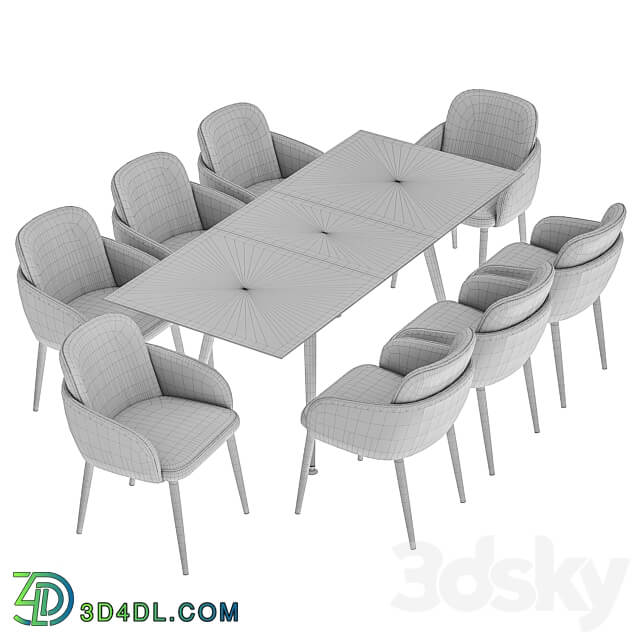Freeman dining chair and Messi table Table Chair 3D Models 3DSKY