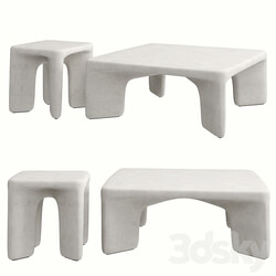 Contemporary Low Leg Concrete Tables 3D Models 3DSKY 