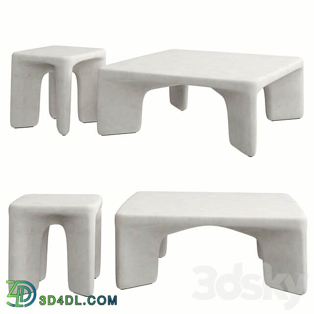 Contemporary Low Leg Concrete Tables 3D Models 3DSKY