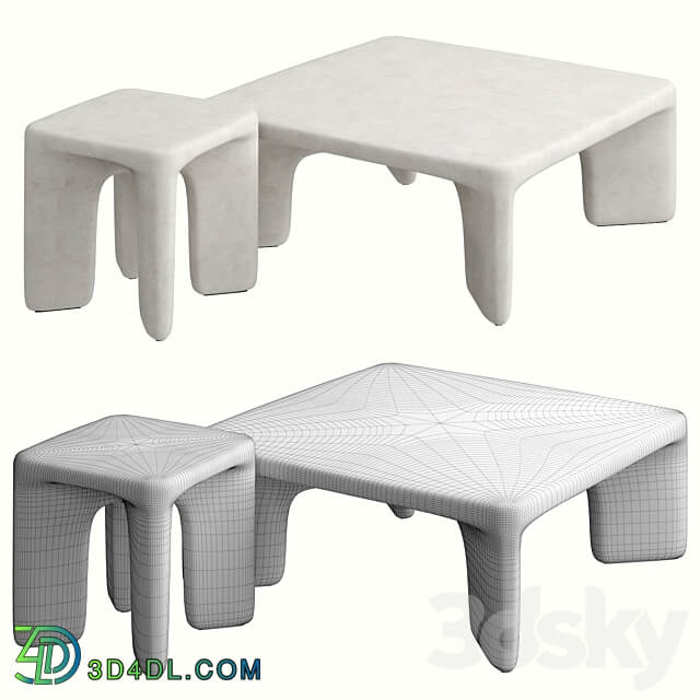 Contemporary Low Leg Concrete Tables 3D Models 3DSKY