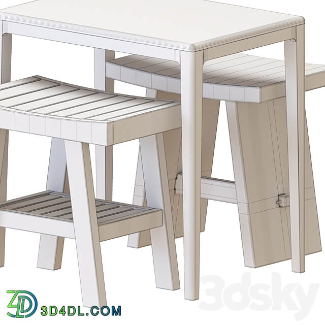 Zara Wooden Table And Stools Table Chair 3D Models 3DSKY