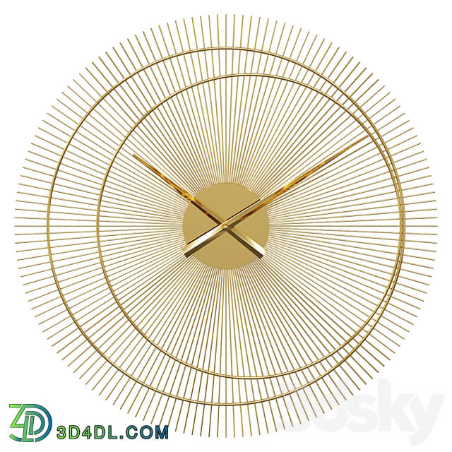 Gold metal clock D60cm Wall clock dubai Watches Clocks 3D Models 3DSKY