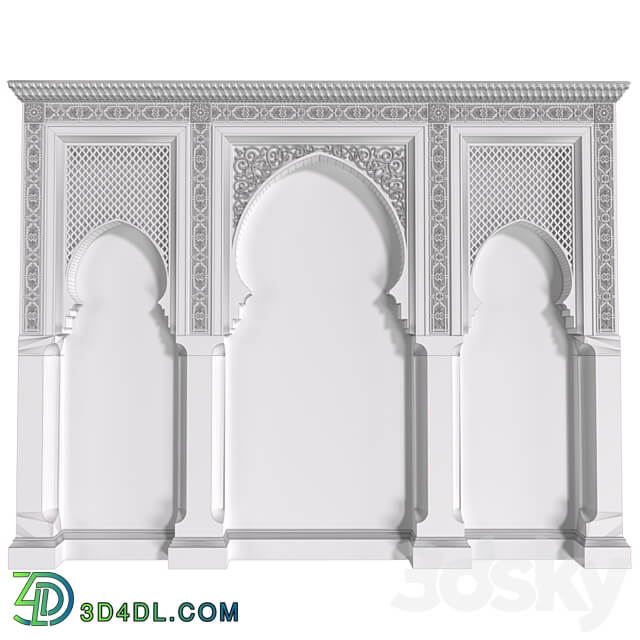 Arch in oriental style. Arab decorative wall. Arabic wall.Oriental Wall paneling 3D Models 3DSKY