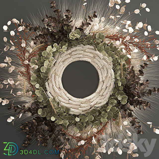 Bouquet 220. Wheat wreath wall decor dried flower Lunnik Lunaria natural decor eco design branches 3D Models