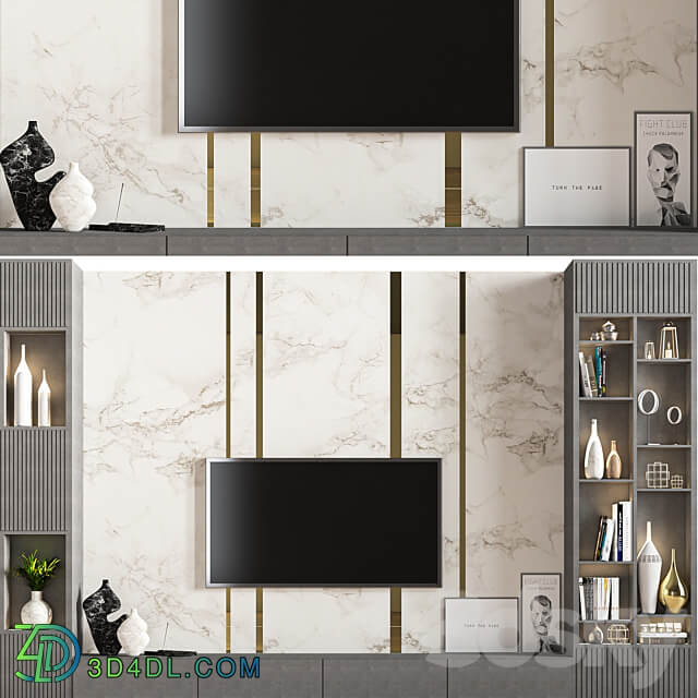 tv wall set 01 3D Models 3DSKY