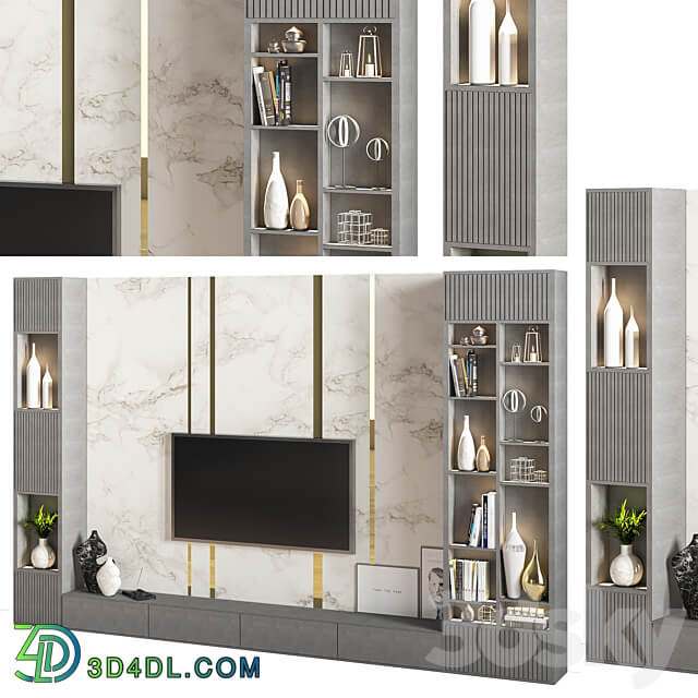 tv wall set 01 3D Models 3DSKY