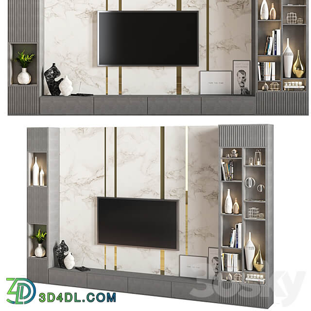 tv wall set 01 3D Models 3DSKY