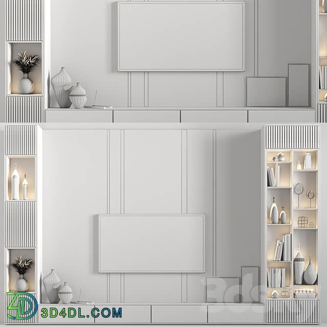 tv wall set 01 3D Models 3DSKY