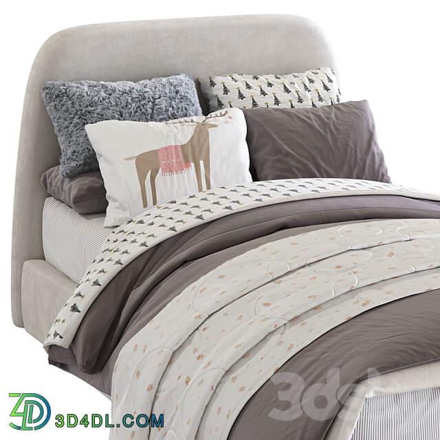 Bed Oatmeal Raelynn Upholstered Bed 217 3D Models 3DSKY