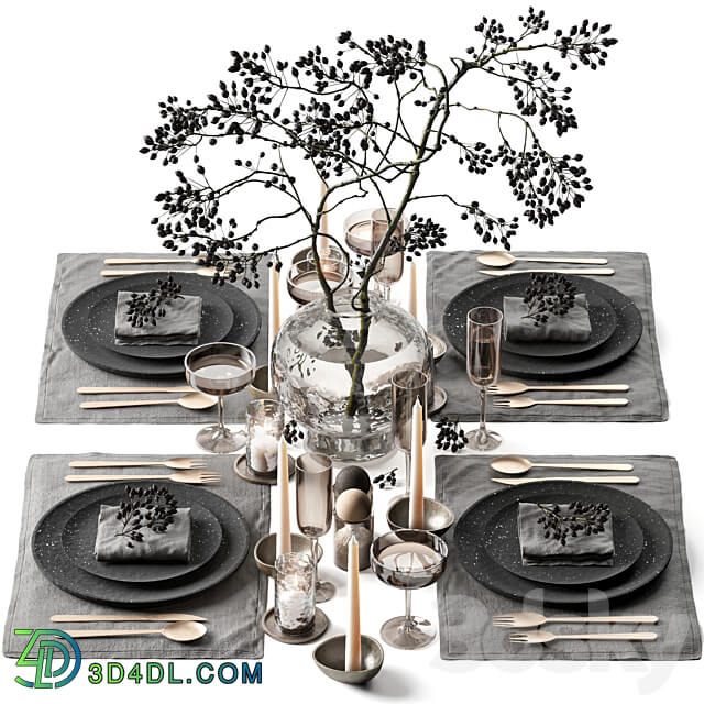 Tableware set 033 3D Models 3DSKY