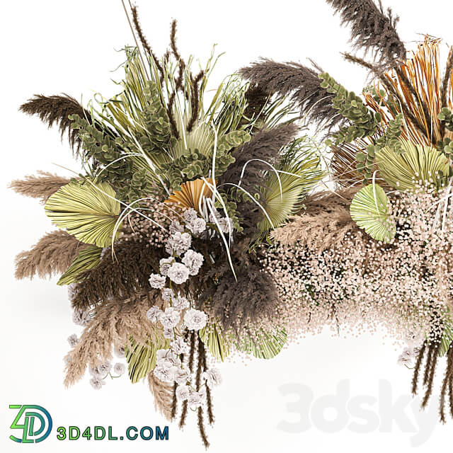 Hanging bouquet 232. Dried flower palm leaf dry decor pampas grass suspension reeds decor decoration 3D Models