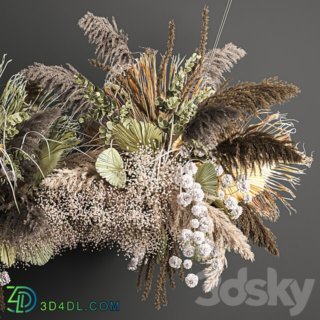 Hanging bouquet 232. Dried flower palm leaf dry decor pampas grass suspension reeds decor decoration 3D Models