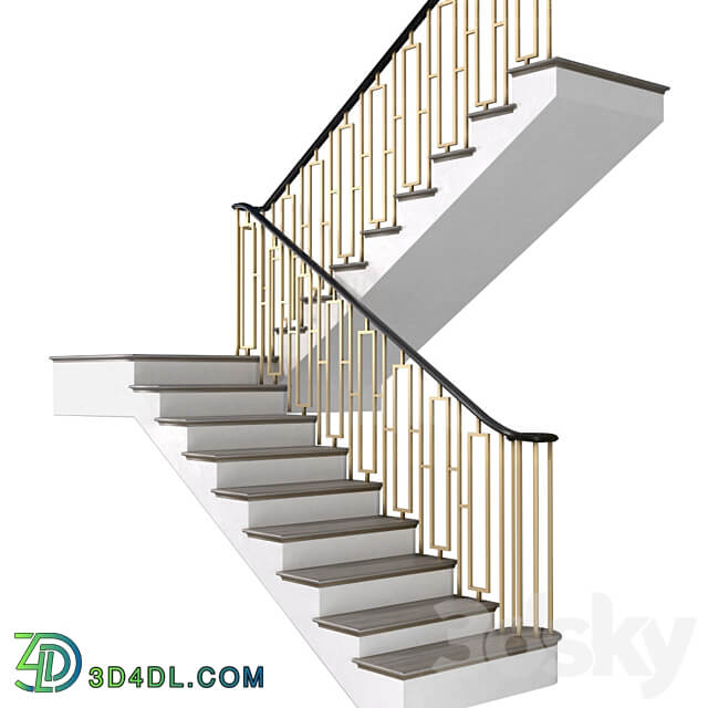 Modern staircase in Art Deco style. 3D Models 3DSKY