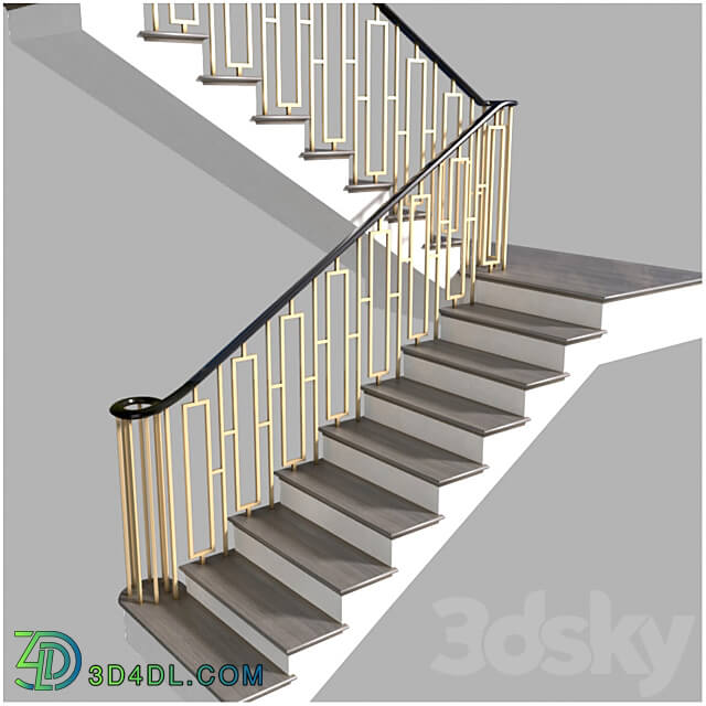 Modern staircase in Art Deco style. 3D Models 3DSKY