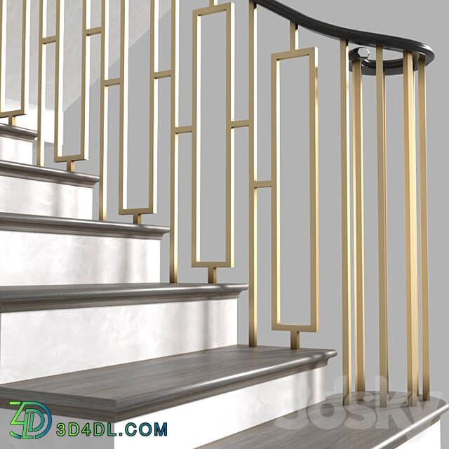 Modern staircase in Art Deco style. 3D Models 3DSKY