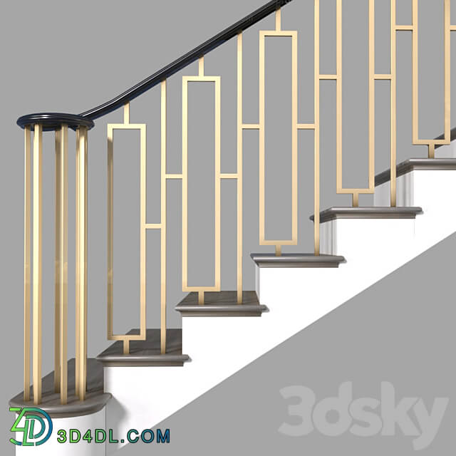 Modern staircase in Art Deco style. 3D Models 3DSKY