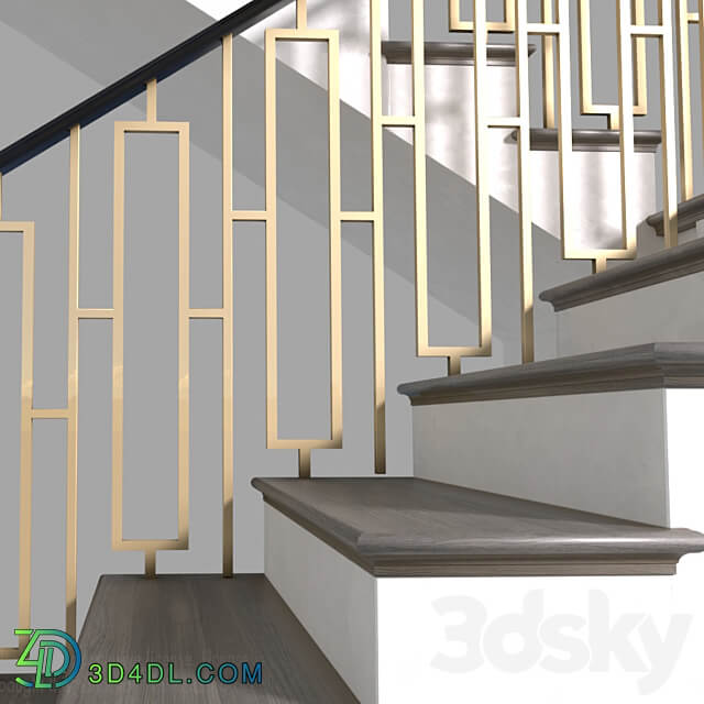 Modern staircase in Art Deco style. 3D Models 3DSKY