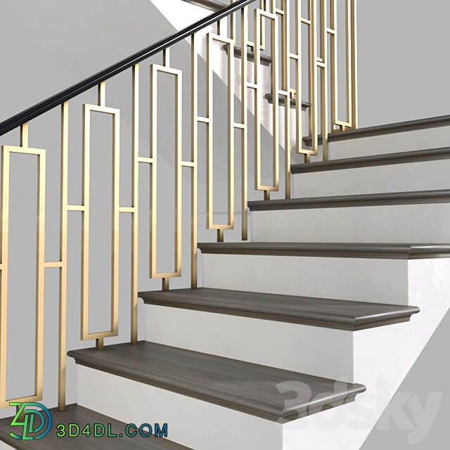 Modern staircase in Art Deco style. 3D Models 3DSKY